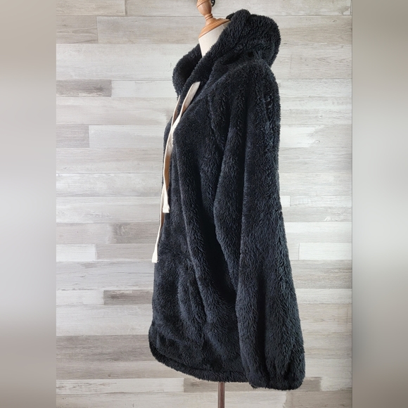 Zenana Outfitters Cozy Oversized Hooded Teddy Black Sweatshirt Size Large - Picture 5 of 13